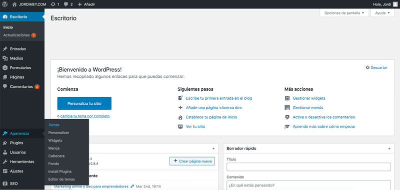 Cómo instalar tema en Wordpress